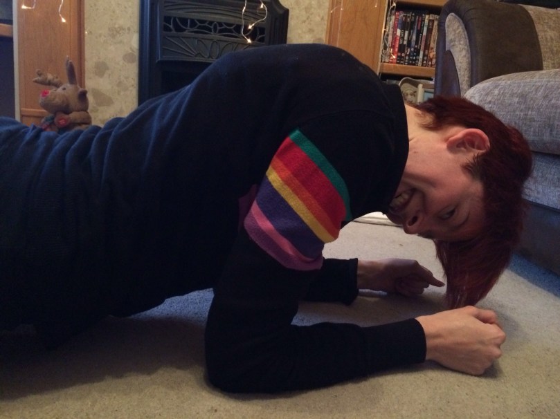 Planking with a smile, or is that a grimace!?!