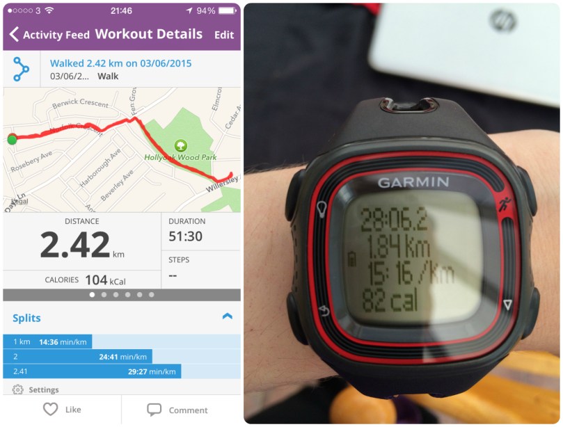 It was a slow walk - the MapMyRun is the more accurate... poor Garmin!!!